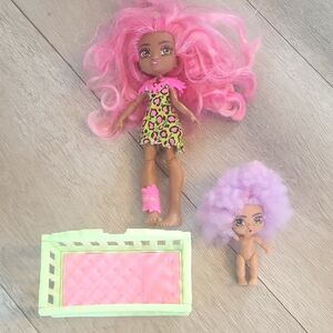 Pink and Purple Doll Set with Accessories Mattel Dino Cave